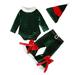 AnuirheiH Toddler Baby Girl Christmas Outfit Bell Bottoms Santa Sweatshirt Long Sleeve Shirts Top & Flare Pants & Christmas Hat Christmas Outfits