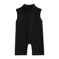 FRSASU Kids Jumpsuit Clearance Toddler Girls Summer Solid Color Back Zip Sleeveless Bodysuit Jumpsuit Black 2-3 Years