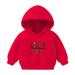 Virmaxy Merry Christmas Toddler Baby Boys Girls Cute Hoodies Letter Printed Felt Hat Graphic Hoodies Long Sleeve Pullover Plush Sweatshirt with Robbie Cuffs For The Baby Christmas Gifts Red-B 2T