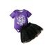 Hirigin Stylish Girl s Romper for Halloween Featuring Short Sleeves Round Neck and Star Print Tulle Skirt