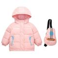 HBYJLZYG Hoodies Puffer Padded Jacket With Guitar Satchel Windproof Coat Winter Baby Boys Girls With Solid Color Long Sleeve Windproof Rainproof Hooded Thicken Coat
