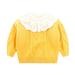 QIANGONG Girls Sweaters Flower Embroidery Girls Sweaters Crew Neck Long Sleeve Girls Sweaters Yellow 3-4 Years