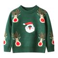 Quealent Boys Sweater Male Big Kid Sweaters for Kids Toddler Boys Girls Winter Long Sleeve Deer Christmas Knit Sweater Base Warm Boys (Green 4-5 Years)