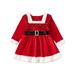 Toddler Baby Girl Christmas Outfit Mrs Santa Claus Dress Fur Trim Long Sleeves Sequin Princess Dresses Holiday Clothes