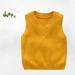 Jacenvly Christmas Cartoon Sweater Clearance Skin-Friendly Knitted Vest Pullover New Style Sweater V-Neck Solid Color Sweater Cardigan Cotton Clothes Yellow