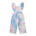 Girl Outfits Summer Short Sleeve Jump Camo Tie Dye Print Flying Sleeve Trousers Onesie Clothes