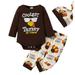 Rovga Outfit For Children Baby Girls Spring Autumn Print Cotton Thanksgiving Long Sleeve Pants Romper Bodysuit Hat Outfits Clothes