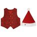 Rovga Outfit For Children Toddler Boys Girls Christmas Prints Costome Party Vest Hat Outfit Set