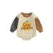 Hirigin Adorable Baby Romper with Halloween Pumpkin Print and Contrast Colors