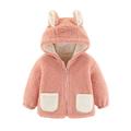 QUYUON Toddler Fleece Jacket with Hood Baby Boys Girls Full Zip up Hoodie Jackets Kids Winter Thick Warm Fleece Lined Long Sleeve Hooded Jacket Outerwear Coat Cute Ear Fall Jackets 2T-3T