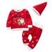 Quealent Girls Pajamas Female Big Kid Baby Girls Pajamas Sleepwear Print Baby Santa Fawn Toddler Girls Christmas Pajamas Plush (Red 3-6 Months)