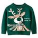 Quealent Boys Sweater Male Big Kid Thin Hoodies for Boys Toddler Boys Girls Winter Long Sleeve Deer Knit Sweater Base Warm Youth (Green 3-4 Years)