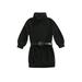 Canrulo Toddler Baby Girls Knitted Sweater Dress Solid Ribbed Turtleneck Long Sleeve Sweatshirt Pullover Dresses with Belt Black 3-4 Years