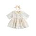 TheFound Toddler Baby Girl Summer Dress Lace Floral Half Sleeve A Line One Piece Party Dresses Skirt+Headband 2Pcs Clothes