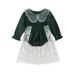 TheFound Newborn Baby Girls Velvet Romper Long Sleeve Doll Collar Lace Bodysuit Dress Fall Clothes