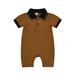 Peyakidsaa Baby Jumpsuit Contrast Color Boxer Short Sleeve Lapel Design Romper