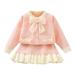 Ydojg Winter Outfit Set For Boys Girls Toddler Kids Long Sleeve Knit Pullover Bowknot Tops Skirts Outfits For 3-4 Years