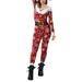 Peyakidsaa Women Men Christmas Jumpsuit Snowflake Print Bodycon Long Sleeve High Neck Bodysuit Costume