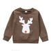 Quealent Boys Childrenscostume Male Big Kid Sweaters for Baby Boy Toddler Boys Girls Christmas Cartoon Deer Prints Long Sleeve Pullover Kids (Brown 3-4 Years)