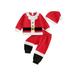 Newborn Toddler Baby Christmas Outfit Boy Girl Santa Costume Sweatshirt + Pants + Hat Set Xmas Holiday Clothes