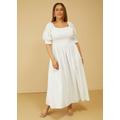 Plus Size Shirred Linen Blend Maxi Dress