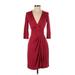 Trina Turk Casual Dress - Party V-Neck 3/4 Sleeve: Burgundy Solid Dresses - Women's Size 0