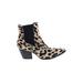 Ankle Boots: Chelsea Boots Chunky Heel Casual Brown Leopard Print Shoes - Women's Size 7 1/2 - Pointed Toe