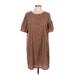 Shein Casual Dress - Mini Crew Neck Short sleeves: Brown Dresses - Women's Size Large