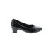 Beacon Heels: Pumps Chunky Heel Minimalist Black Solid Shoes - Women's Size 7 - Almond Toe