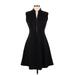 Elie Tahari Cocktail Dress - A-Line V Neck Sleeveless: Black Print Dresses - Women's Size 8