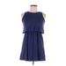 Tucker Casual Dress - A-Line Crew Neck Sleeveless: Blue Solid Dresses - Women's Size Large