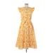 Shoshanna Casual Dress - A-Line Crew Neck Sleeveless: Yellow Floral Dresses - Women's Size 6