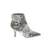 Qupid Ankle Boots: Gray Snake Print Shoes - Women's Size 8