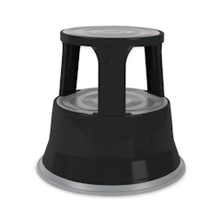 KARAT Rollhocker aus Stahl - Elefantenfuß - Hocker für Büro und Gewerbe - 150 kg belastbar - mit Laufrollen - TÜV geprüft / Schwarz Image