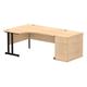 Impulse 1600 LH Crescent Desk Maple Black Cantilever 800 Desk High Ped