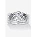 Women's .27 Tcw Round Cubic Zirconia Platinum-Plated Puzzle Ring by PalmBeach Jewelry in Platinum (Size 7)