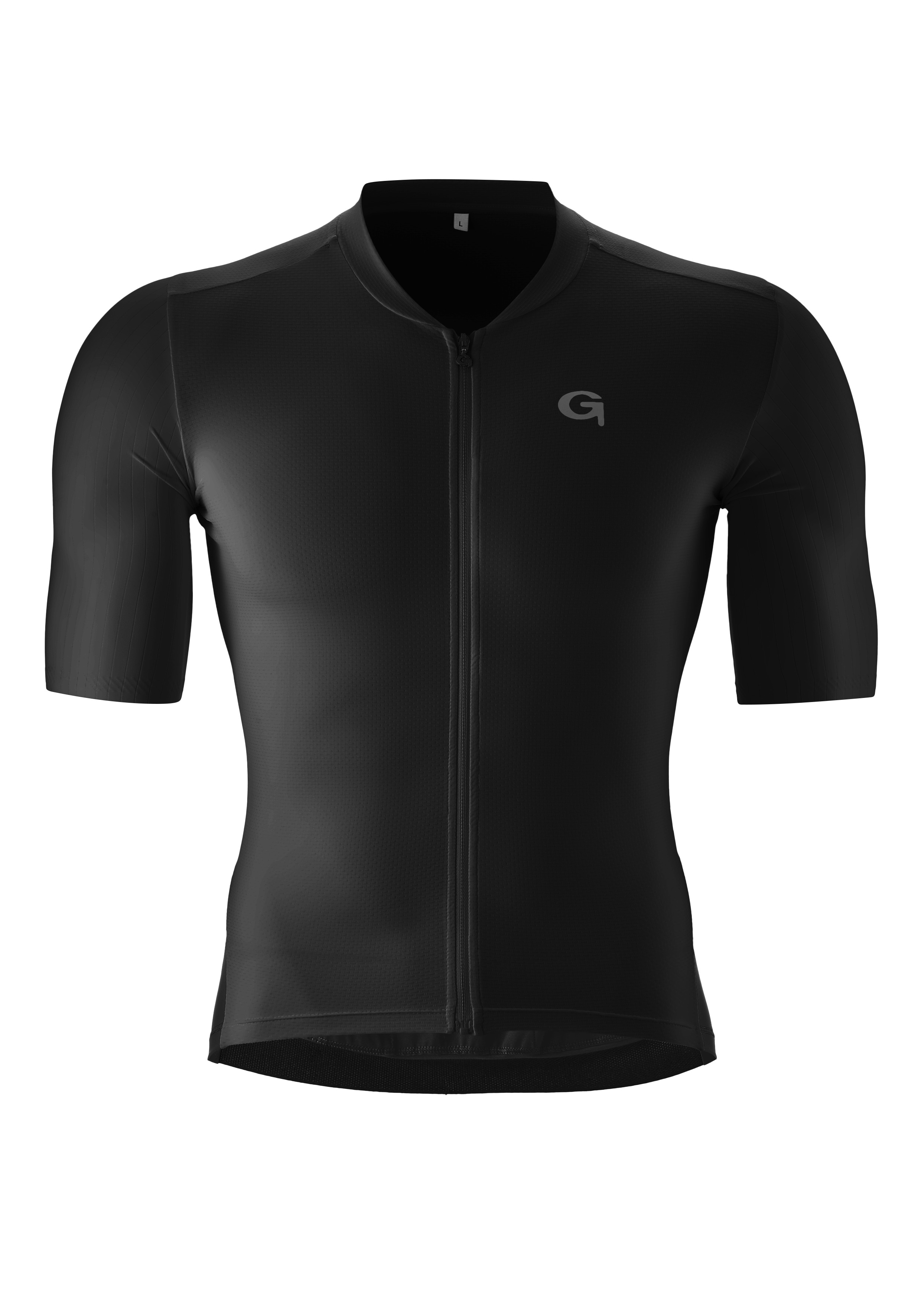 Radtrikot GONSO "SITIVO TRIKOT M", Herren, Gr. L, schwarz, 45% Polyamid, 35% Polyester, 20% Elasthan, Rundhals, Trikots, Herren Radshirt kurzarm, atmungsaktives Fahrradtrikot mit Rückentasche Image