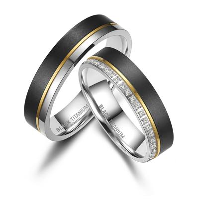 Partnerring MARRYA "BLACK TITANIUM by MARRYA" Gr. 64, schwarz (damen ring, schwarz, gold, silber), Fingerringe, Damen, 6