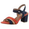 Sandalette MARCO TOZZI, Damen, Gr. 40, blau (navy kombiniert), Textil, Veloursleder, modisch, Schuhe, Blockabsatz, Sommerschuh, Sandale mit verstellbarem Fesselriemchen