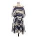 3.1 Phillip Lim Casual Dress - A-Line Cold Shoulder 3/4 sleeves: Blue Stripes Dresses - Women's Size 6