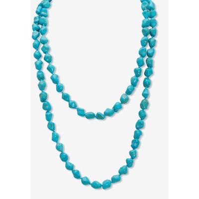 Women's Genuine Turquoise Endless Necklace, 48 Inches by Soft Style in Turquoise