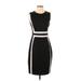 Calvin Klein Casual Dress - Sheath High Neck Sleeveless: Black Print Dresses - Women's Size 4