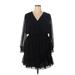 Vince Camuto Cocktail Dress - Mini V Neck Long sleeves: Black Print Dresses - Women's Size 2X