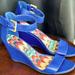 American Eagle Outfitters Shoes | Cobalt Blue Ankle Strap Minimalist Wedge Sandal | Size 7.5 | Very Good Condition | Color: Blue | Size: 7.5