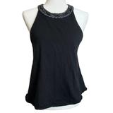 Free People Tops | Free People Tank-Top Women’s Small Petite Top Halter Beaded Black Sleeveless | Color: Black | Size: Sp