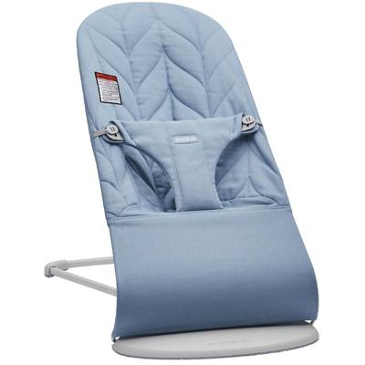 BabyBjorn Bouncer Bliss, Light Gray Frame Petal Quilt Cotton Blue