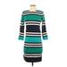 Weekend by Andrea Jovine Casual Dress - Sweater Dress: Teal Stripes Dresses - Women's Size X-Small