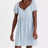 American Eagle Outfitters Dresses | American Eagle Ditsy Babydoll Mini Dress | Color: Blue/White | Size: M