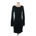 Express Casual Dress - Bodycon Scoop Neck Long sleeves: Black Print Dresses - Women's Size Small