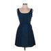 LC Lauren Conrad Casual Dress - A-Line Scoop Neck Sleeveless: Blue Solid Dresses - Women's Size 8